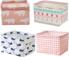 X4 Cube Storage Boxes Fabric Box Organiser Foldable Collapsible Canvas Basket