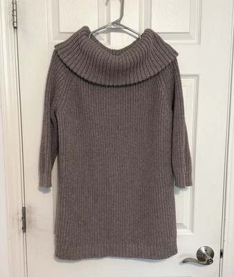 Lands' End Women's Large 14-16 Knit Tunic Sweater Taupe Neutral Classic Fall