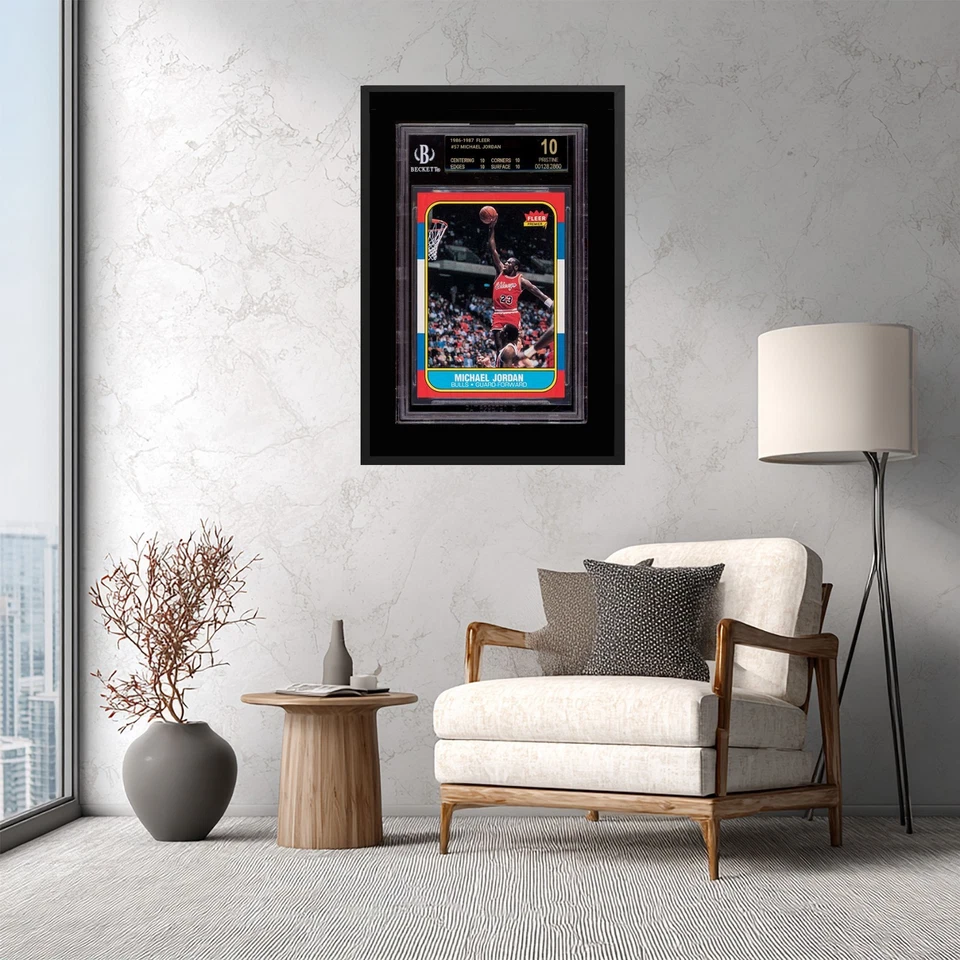 1986-87 Fleer Michael Jordan RC ART POSTER! beckett FRAMED 45x61cm SALE!! - Image 3 of 3