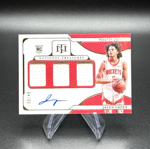 Jalen Green 2021-22 Panini National Treasures Rookie Triple Material Auto /49 RC