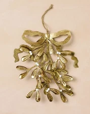 John Derian Christmas Gold Mistletoe Metal Wall Hanging New with Tags 2025