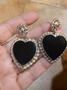 Silver And Black Pierced Dangle Earrings