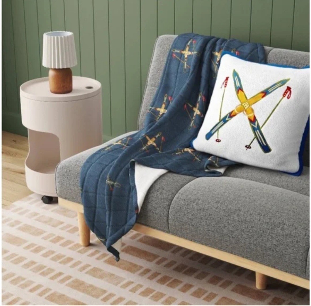 NEW Room Essentials Skis Square Throw Pillow Ivory 18”x18”