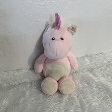 KellyToy Baby 11 Plush Unicorn Stuffed Animal Pink Rattle Toy Corduroy No Clip