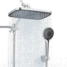 Chrome Rain Shower Head Combo with Handheld Spray High Pressure Adjustable Arm