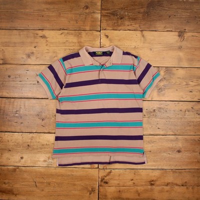 Vintage OshKosh B'Gosh Polo Shirt T-Shirt L Herren 90s Streifen Retro Einzelnaht
