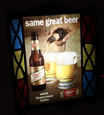 Rare Vintage Miller High Life Advertising Corner Lighted Sign