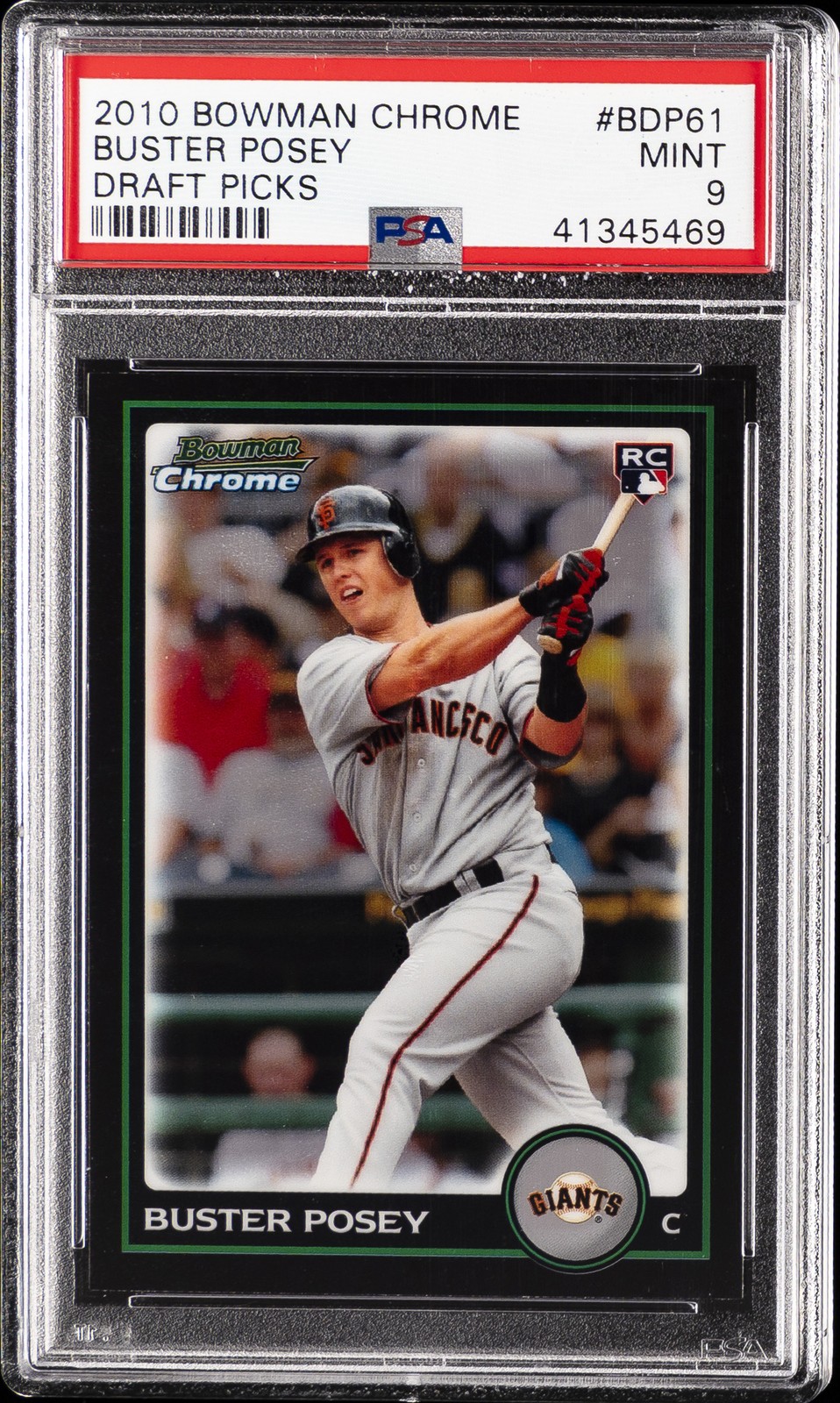 2010 BOWMAN CHROME DRAFT PICKS #BDP61 BUSTER POSEY ROOKIE RC PSA 9