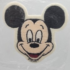 Mickey Mouse Face Patch 1980s Embroidered Disney Treasures Souvenir 3" USA VTG