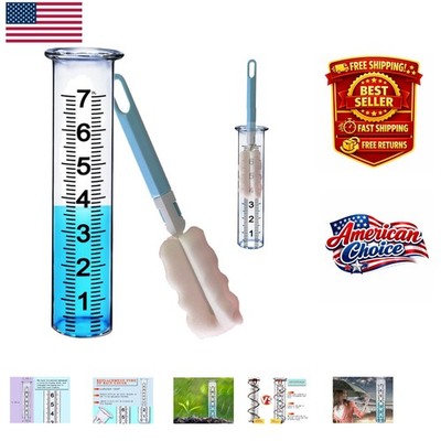 Clear 7-Inch Garden Rain Gauge Tube with Brush - Accurate Weather Measurement