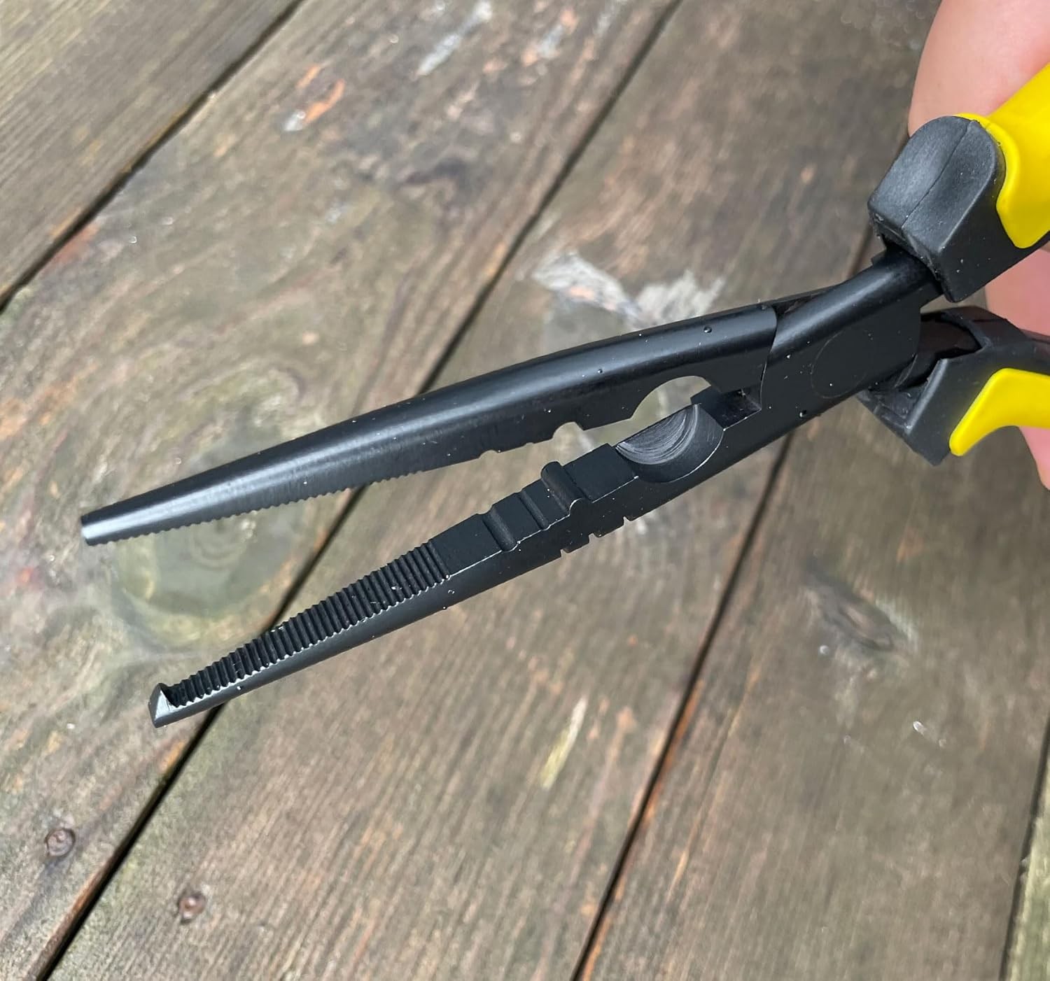 Hanpex-9 inch Fishing Pliers with 9" Split Ring Nose, Black and Yellow 