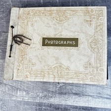VTG 1930s 1940s Tie Bound Photo Album Filled W/ B W Baby Family Photos Scrapbook