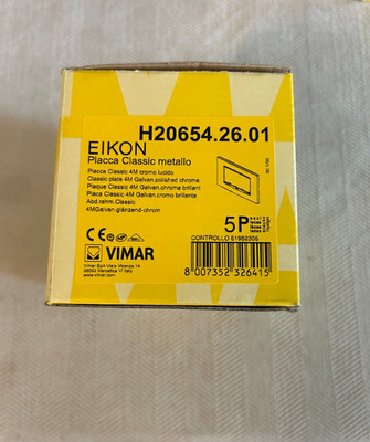 Vimar 20654.26.01 EIKON Placca Classic metallo/Chrome 4 -Module - Box of 5