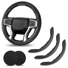 3pcs Segmented Steering Wheel Cover With 2 Car Coasters For Cadillac Srx 38cm 3pcs Segmented Steering Wheel Cover With 2 Car Coasters For Cadillac Srx 38cm