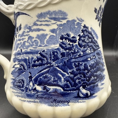 Rare W.H Grindley Porcelain Pitcher Constable Summer Morning Blue
