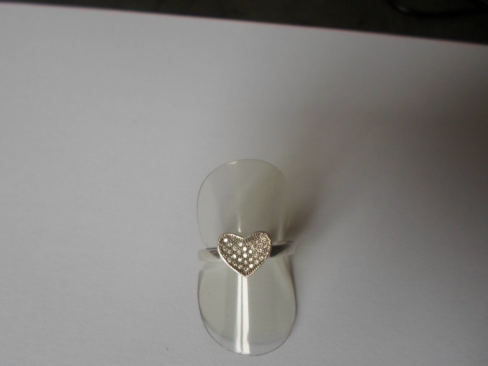 solid silver ring, zirconium paved heart, size 53 - image 9