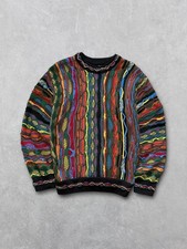vintage 1990s coogi style coloured cable knit sweater S biggie smalls rap rare