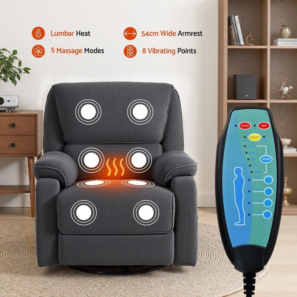 Artiss Massage Recliner Chair 360 Swivel Rocking Heated Reclining Chairs - image 3 of 4