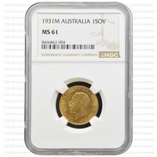 1931 Melbourne Gold Sovereign NGC MS61 Low Mintage
