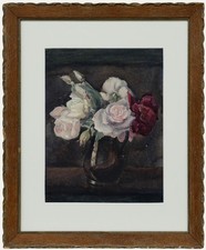 Margaret Worsley - Framed Early 20th Century Watercolour, Still life with Roses