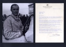 Mercedes RACING DRIVER Louis Chiron autograph, typed letter signed & mounted