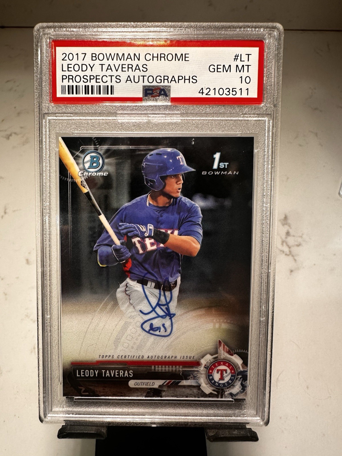 2017 Bowman Chrome - Prospect Autographs Leody Taveras #CPA-LT (AU, RC)