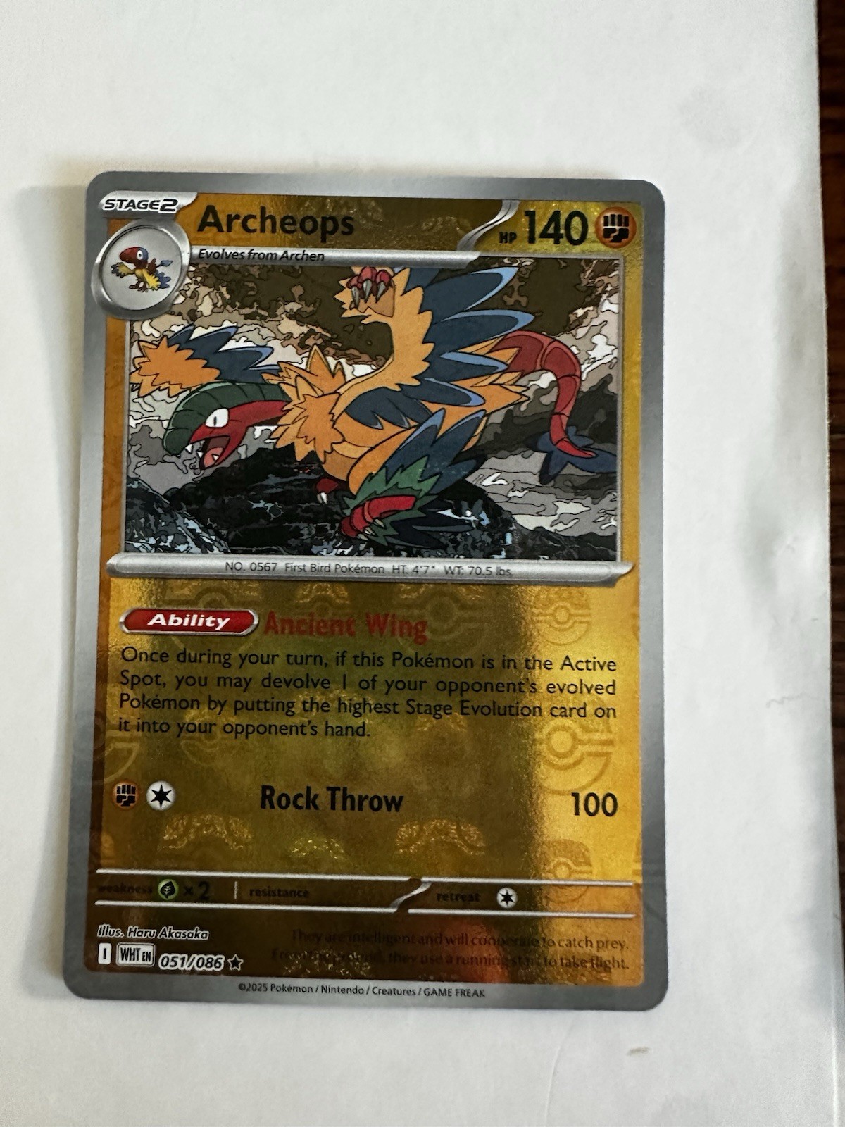 Pokémon Archeops (Masterball Pattern) 51/86 NM- White Flare