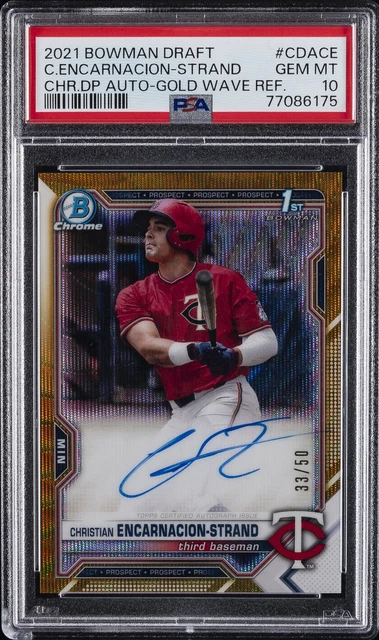 2021 BOWMAN DRAFT CHROME DP AUTOS CHRISTIAN ENCARNACION-STRAND 33/50 PSA 10 AUTO