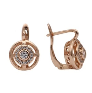 Authentic ROSE GOLD Plated Clear Cubic Zirconia CZ Wedding Bridal Drop Dangle Earrings 345