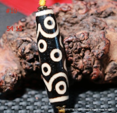 Energy Tibetan Old Agate Black Color 15 Eyed Big Master dZi Bead Pendant Amulet