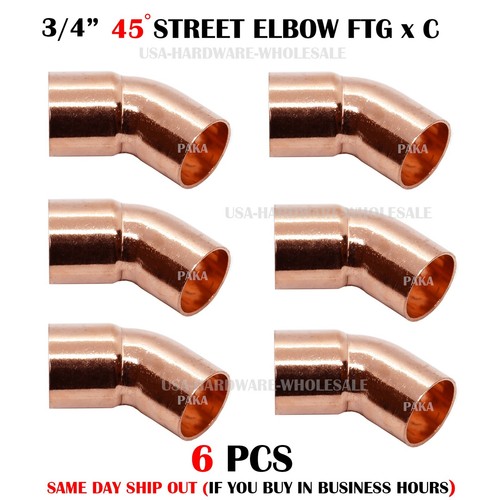 3/4" 45 Degrees Street Elbow FTG x C - COPPER PIPE FITTING LEAD FREE (BAG OF 6)