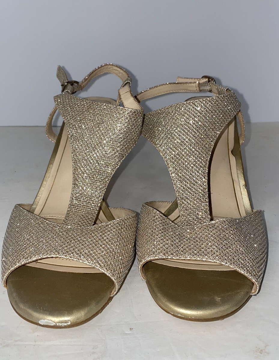 ALEX MARIE Size 9.5M Gold, Jeweled Metallic Formal Dress Shoe 3" Heel Prom  | eBay
