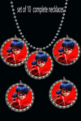 miraculous tales of ladybug Bottle Cap Necklaces great party favors lot of 10