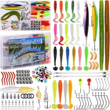 111PCS Fishing Lures Kit with Tackle Box for Bass Trout Salmon Freshwater Bait