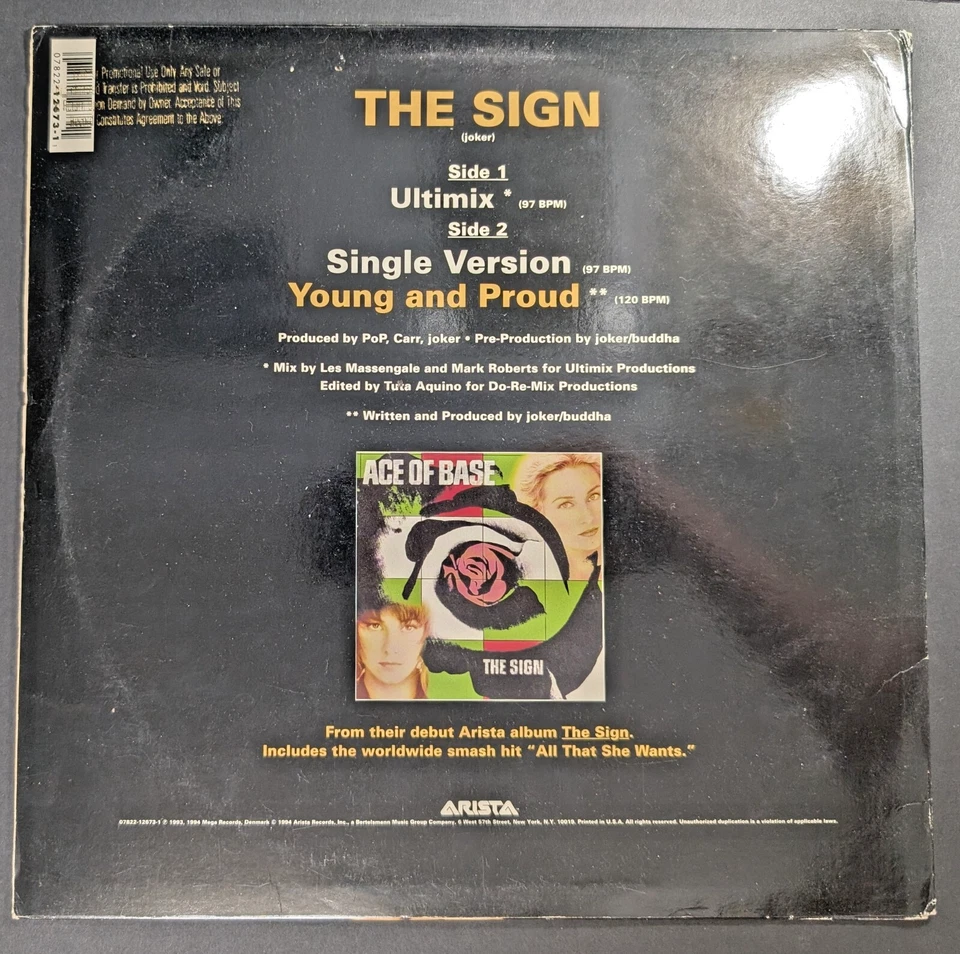 Ace Of Base The Sign 12" Vinyl Single Gold Promo First Edition Press Foto 3 de 4