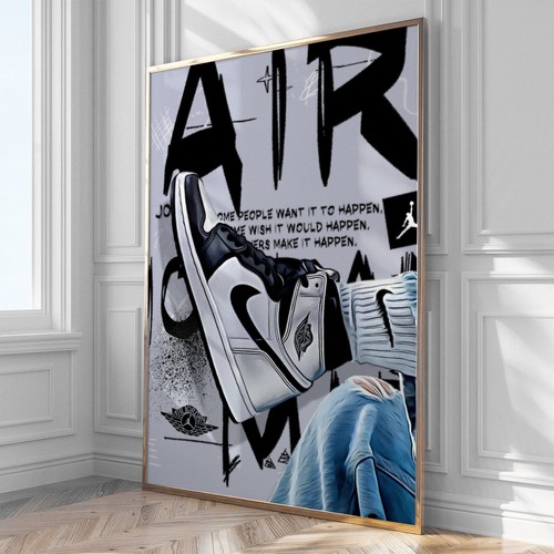NIKE POSTER DRUCK KUNST KUNSTKUNST WANDBILD GEMÄLDE GERAHMT GESCHENK WOHNDEKO MODERN #A - Bild 1 von 3