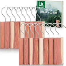 16 Pack Cedar Planks for Clothes Storage, Aromatic Red Cedar Wood Hangers wit...