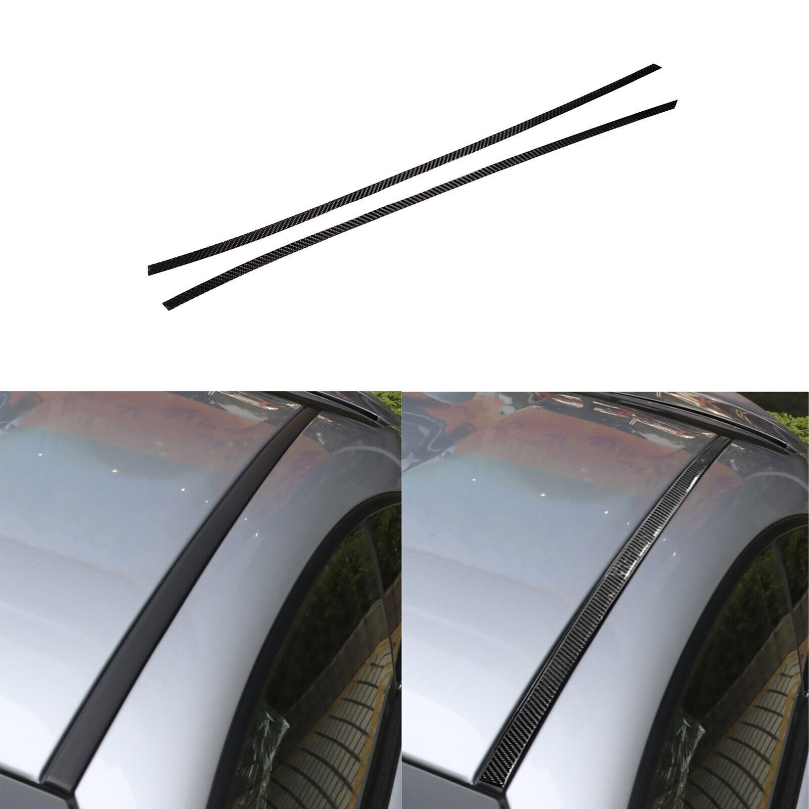 2Pcs Real Carbon Fiber Car Roof Side Trim Strips Decal For Subaru BRZ GR86 22-24