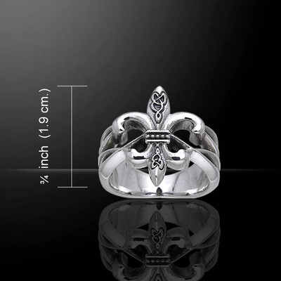 Celtic Knot Fleur de Lis 925 Sterling Silver Ring Symbolic Fine