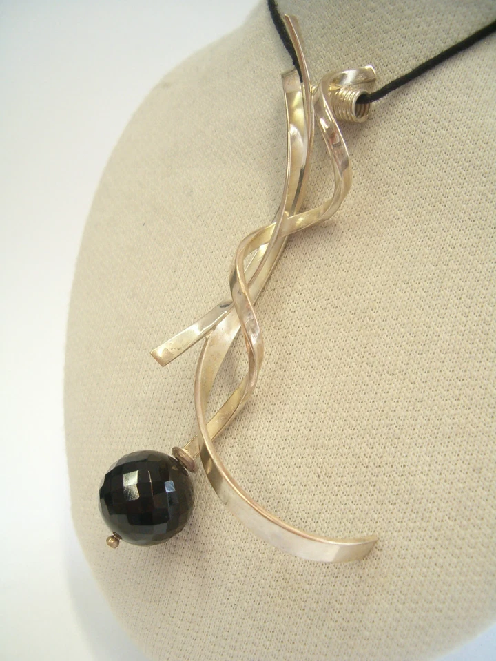 Ciondolo in ARGENTO 925 con OSSIDIANA naturale - pendente pietra dura girocollo - Immagine 4 di 4