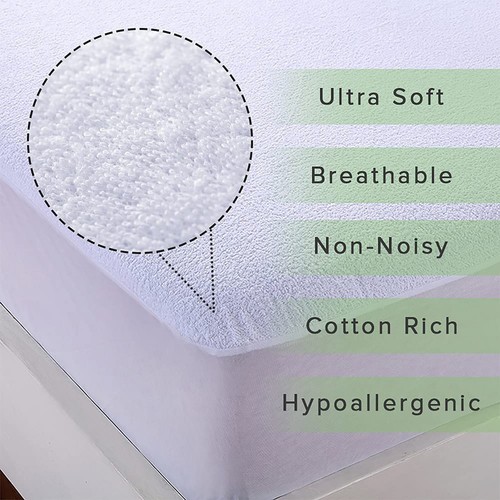 EXTRA DEEP WATERPROOF TERRY TOWEL MATTRESS PROTECTOR FITTED BED COVER NON NOISY - Picture 28 of 48