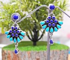 in 925 Sterling Silver handmade Natural Turquoise Lapis lazuli Earring Studs