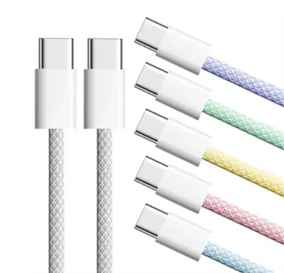 USB-C zu USB-C 60W Schnellladen Geflochtenes Kabel Metallstecker 1m2m Datenkabel