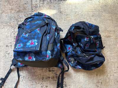 Satch Ergobag Original Schulranzen Rücksack mit Sporttasche Blau Blumenmuster