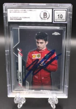 CHARLES LECLERC SIGNED 2020 TOPPS CHROME F1 #4 ROOKIE CARD RC 10 AUTO BECKETT