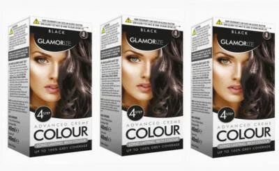 3 Packs Women Ladies Black Hair Dye No.1 Glamorize Pro-Dye long lasting colour