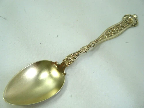 WHITING GORHAM DRESDEN STERLING SILVER  DEMITASSE SPOON GOLD WASH  1 OF 11