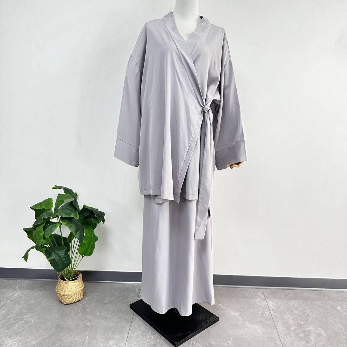 2 Pieces Dubai Abaya Turkish Blouse Pants Muslim Set Women Kaftan 