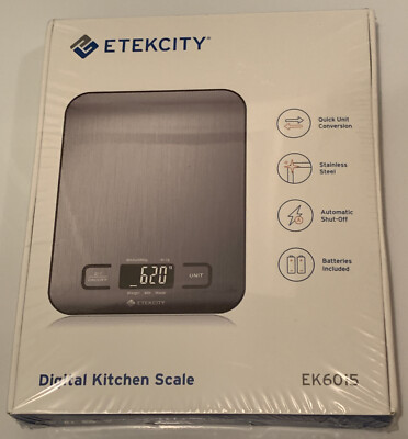 EK6015 Digital Kitchen Food Scale Battery Grams Ounces 11 Lbs Sealed Etekcity
