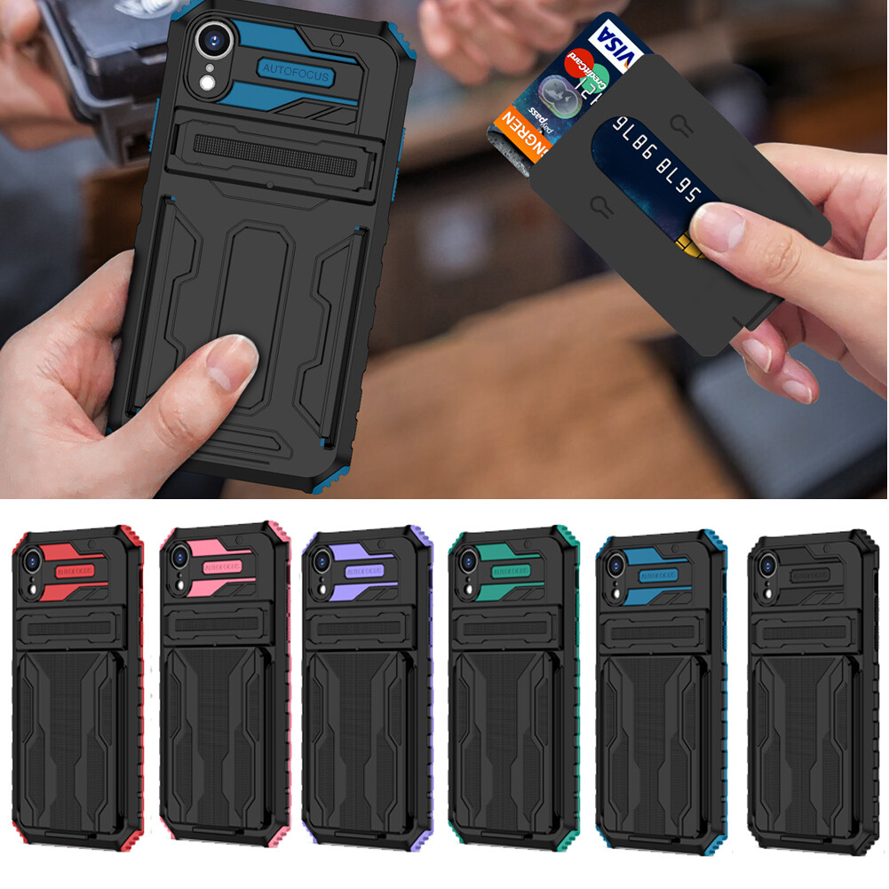 Durable Hard Shell Wallet Phone Case with Card Holder for iPhone XR-image